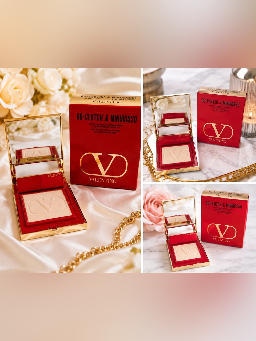 Valentino Go-Clutch & Minirosso Pressed Powder in Red and Gold